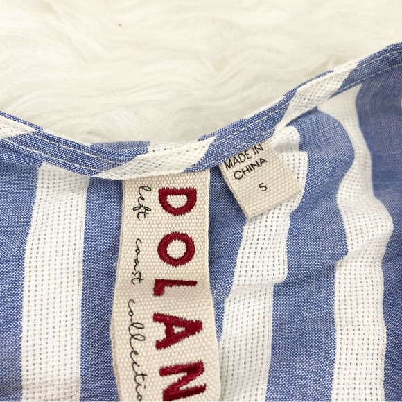 DOLAN Striped V-Neck Cropped Puff Sleeve Blouse - Picture 3 of 3